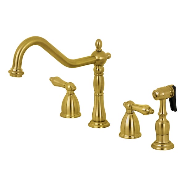 KB1797ALBS 8" Widespread Kitchen Faucet W/ Brass Sprayer, Brushed Brass
